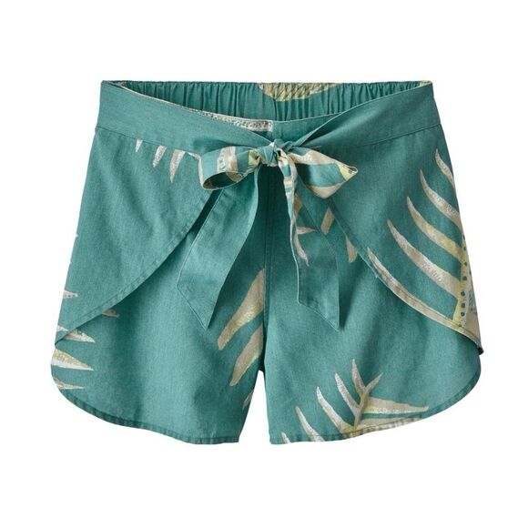 Patagonia Garden Island Teal Patterned Tie Hemp Shorts - Picture 2 of 8